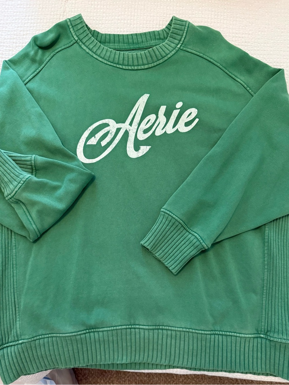 aerie Green Crewneck Sweatshirt with White Script Logo